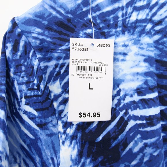 Lands' End Rash Guard Size Large Blue Tie Dye Short Sleeve Shirt UPF Elbow NWT - Picture 7 of 9